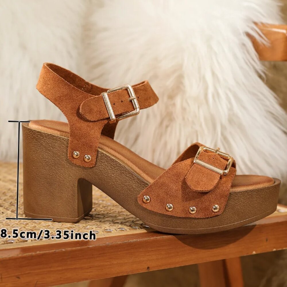 Women's Sandals Summer Platform High Heels Buckle Straps Pumps Party Shoes - Picture 3 of 3